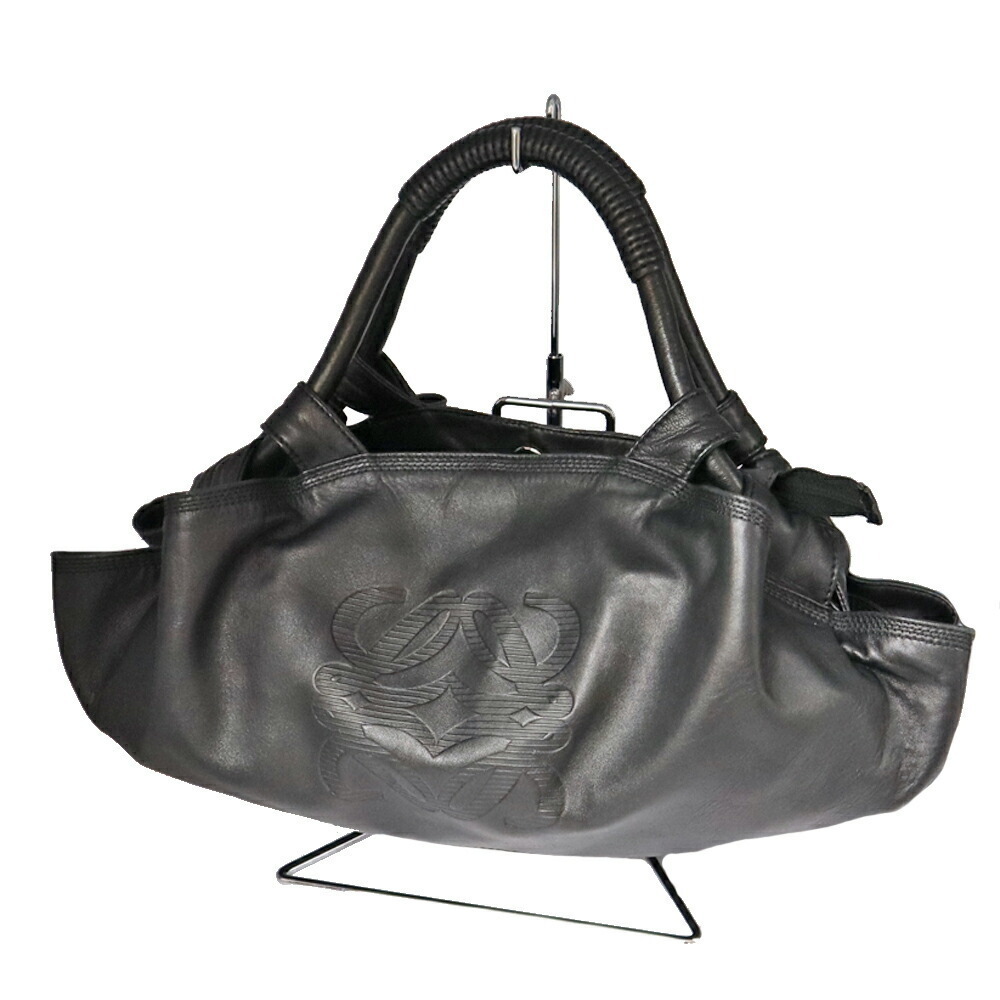 LOEWE Nappa Aire Handbag Black Leather Logo Cool Monotone